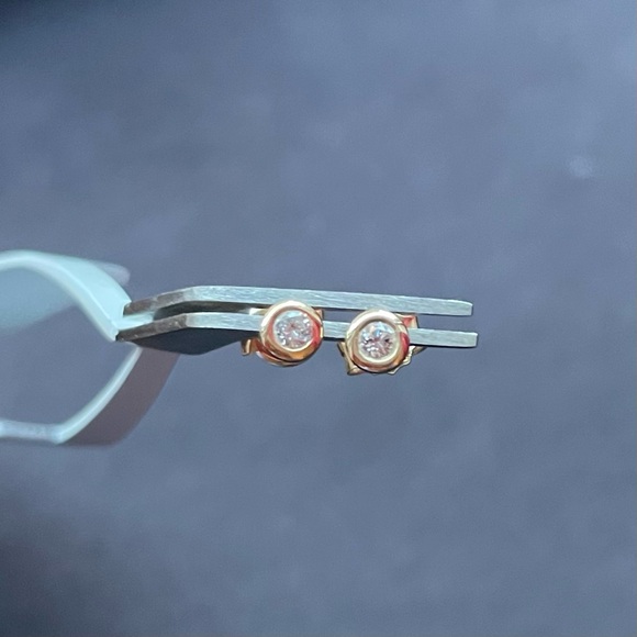 14K Yellow Gold & Diamond | Stud Earrings - Picture 2 of 6